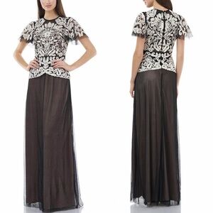 JS Collections Soutache D’Esprit A-Line Gown Size 10 NWT Embroidered Swiss Dot